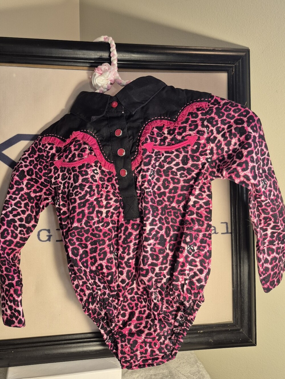 Infant Wild Cowgirl Pink Leopard Print Rodeo Stampede Western Onsie Horse Baby